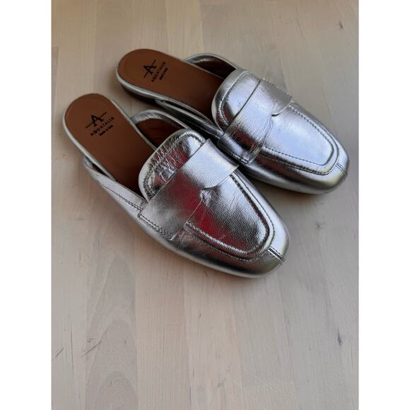Aquatalia Jayleen Metallic Silver Slip On Flat Mule  size 6 - Picture 6 of 7